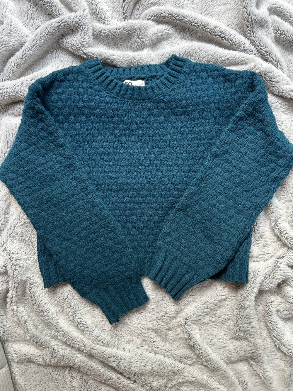 Teal Textured Crewneck Sweater